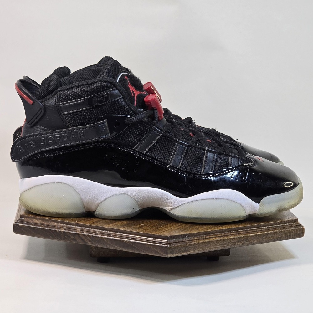 Air‎ Jordan 6 Rings Shoes Mens Size 7 Youth 7Y Black Red Patent Bred 323419-064